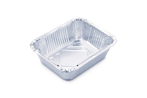Foil container for hot take away food isolated on white