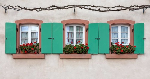 House facade with three windows