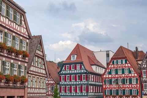 Half-timbered houses on the market square in Calw