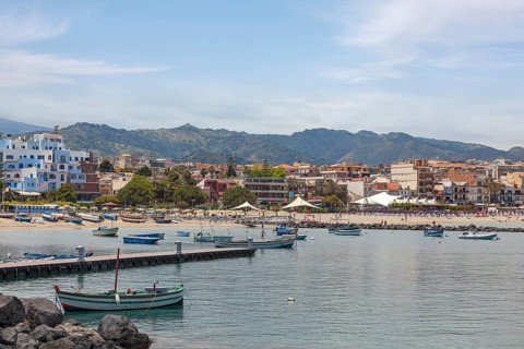 View of the seaside resort of Giardini-Naxos