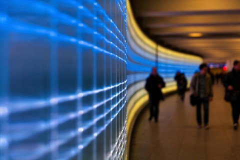 Passers-by in underground passage Passerelle