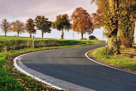 Winding road in autumn
