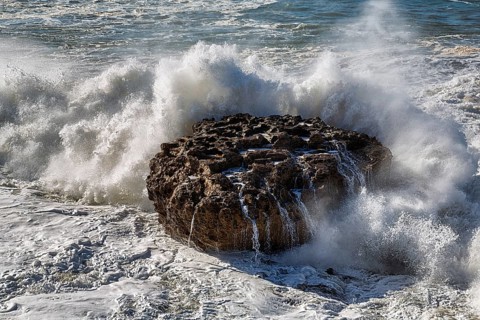 Rock in the surf