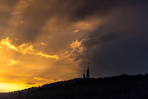 The large Feldberg in the Taunus in the evening sun