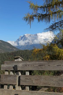 View of the Zugspitze massif in autumn