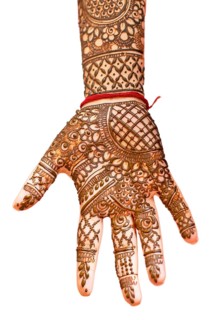 Hindu brides hand painted with henna