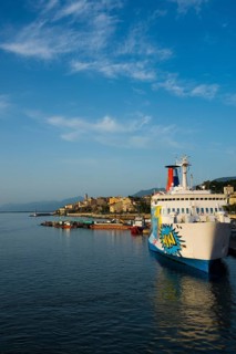 City view with ferry port
