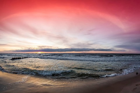 Beautiful sunset on the sea beach