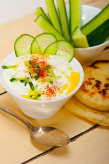 Arab middle east salatit laban wa kh'yar Khyar Bi Laban goat yogurt and cucumber salad