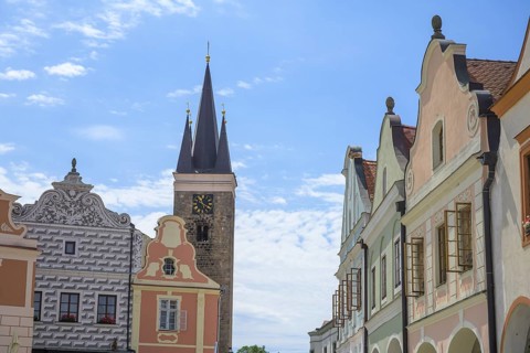 Renaissance and Baroque houses line the Zacharias von Neuhaus Market Square