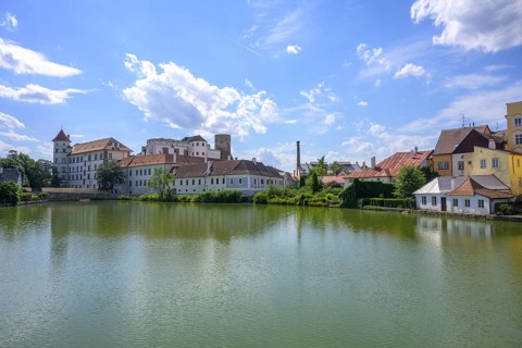 View over pond to castle