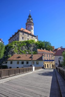 View of the castle with the Zamecka vez tower from the Lazbnicky Bridge