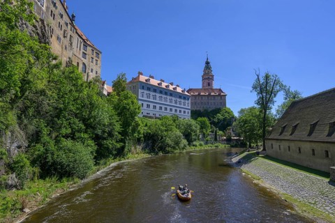 Boats on the Vltava and castle