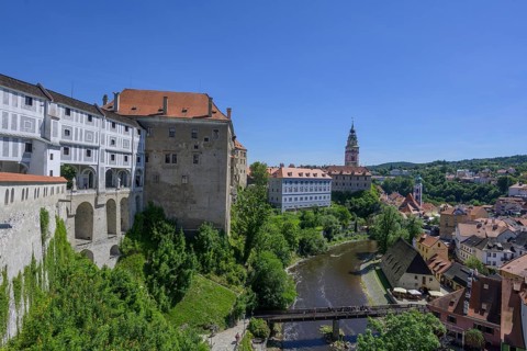 View of the old town with castle and tower Zamecka vez