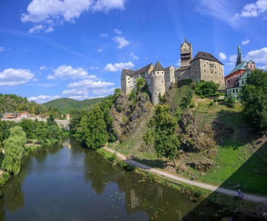 View of the castle and the river Cheb