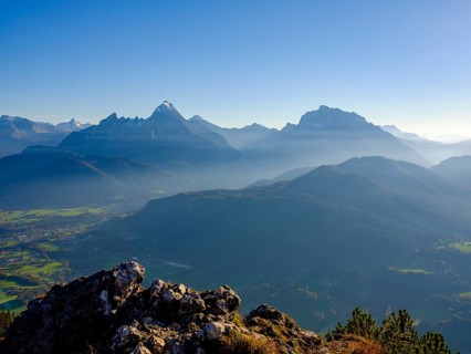 View from the Rauher Kopf summit of the Berchtesgaden Alps