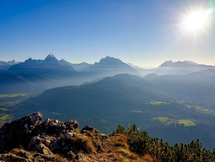 View from the Rauher Kopf summit of the Berchtesgaden Alps