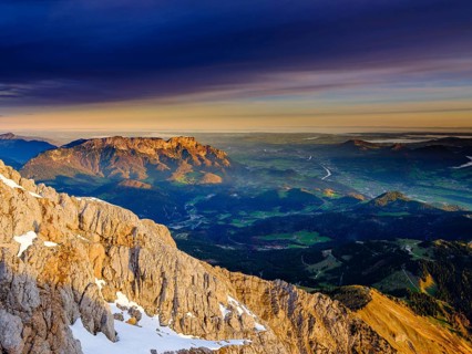 View from the summit of Hoher Goell of the Untersberg and the Salzach Valley