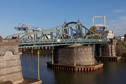 Historic swing bridge at Linner Rheinhafen
