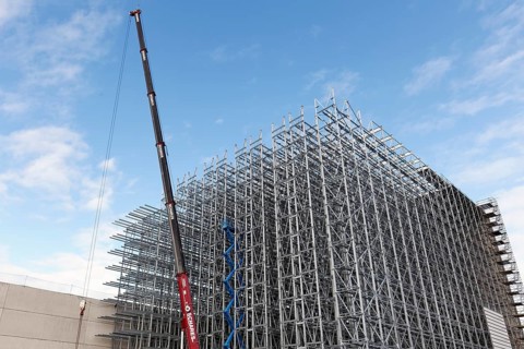 High-bay warehouse under construction