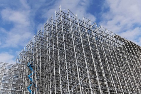 High-bay warehouse under construction