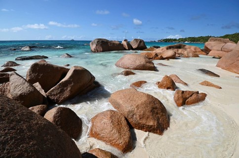 Granite rocks on the beach of Anse Source dArgent