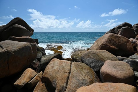 Granite rocks on the beach of Anse Source dArgent
