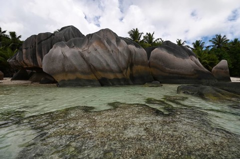 Granite rocks on the beach of Anse Source dArgent