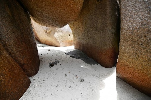 Granite rocks on the beach of Anse Source dArgent