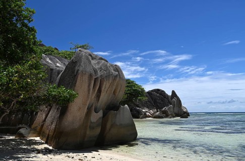 Granite rocks on the beach of Anse Source dArgent