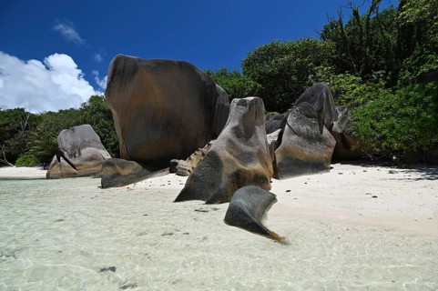 Granite rocks on the beach of Anse Source dArgent
