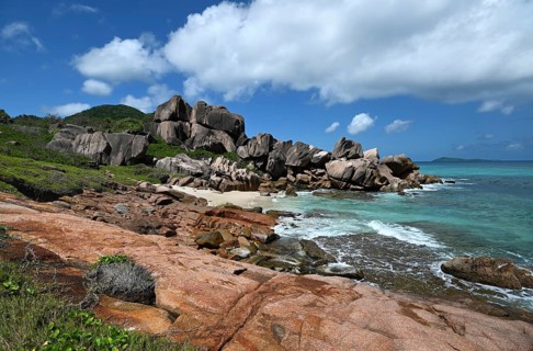 Granite rocks on the beach of the Seychelles