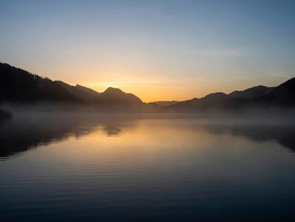 Morning atmosphere at sunrise on Lake Fuschl