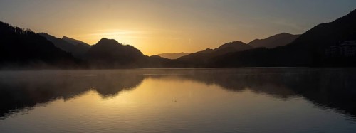 Morning atmosphere at sunrise on Lake Fuschl