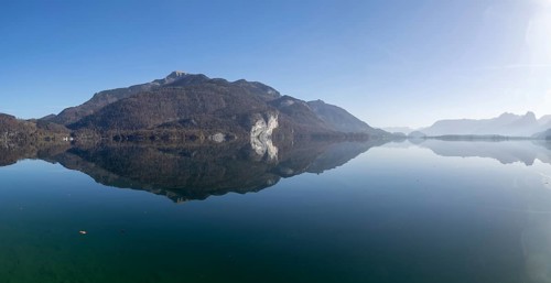 View of the Falkensteinwand at Lake Wolfgangsee