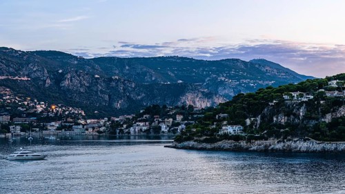 Sunrise over Harbor and Bay of Villefranche-sur-Mer