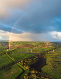 Rainbow over Wetlands from a drone