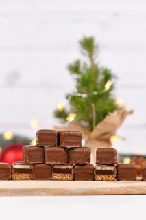 Christmas sweets called 'Dominosteine' consisting of gingerbread