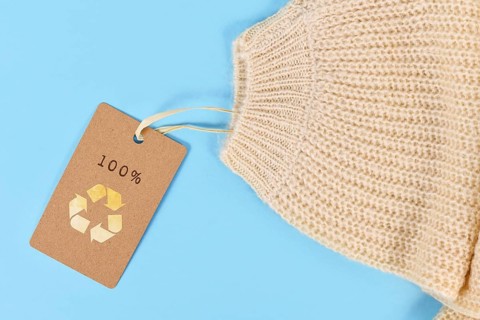 Knitted cotton fabric with100% recycled label