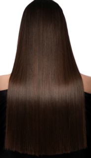 Beautiful brown-haired girl with a perfectly smooth hair. Beauty hair