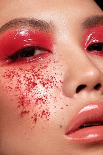 Closeup portrait of asian woman with creative makeup