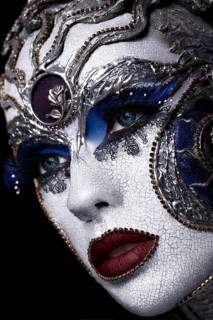 Portrait of a girl with creative art make-up. Unusual image. Photo taken in the studio
