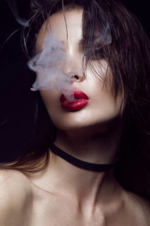 Beautiful sexy brunette girl with bright makeup