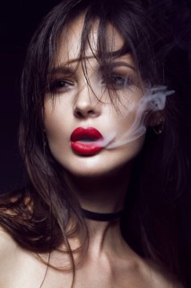 Beautiful sexy brunette girl with bright makeup