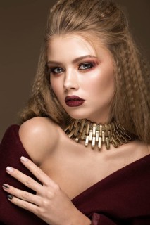 Beautiful blond model with curls