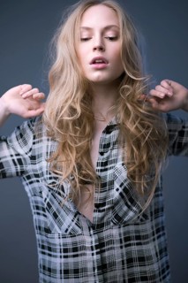 Fashion model with long hair