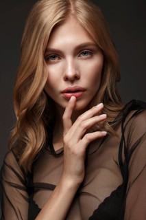 Fashion model with long hair