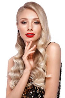 Beautiful blonde in a Hollywood manner with curls