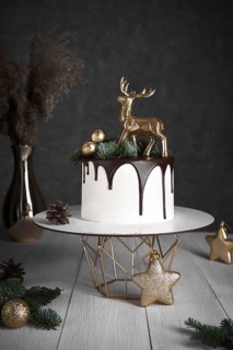 New Year's sponge cake with Christmas accessories