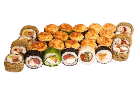 Set of sushi set isolate on a white background. Japanese restaurant menu